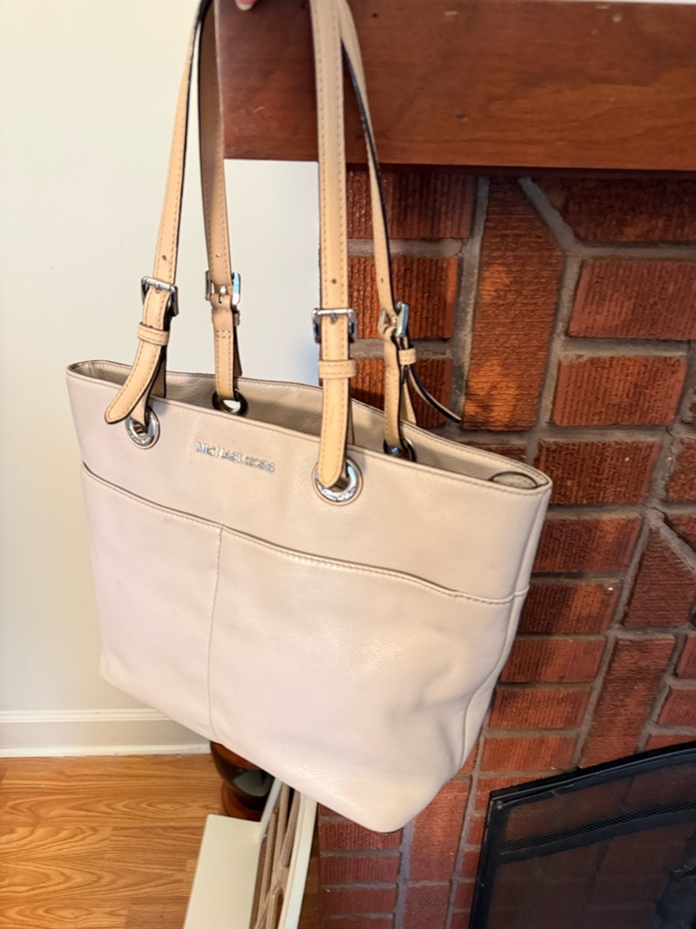 Michael Kors Light Beige Leather Tote with Adjustable Straps